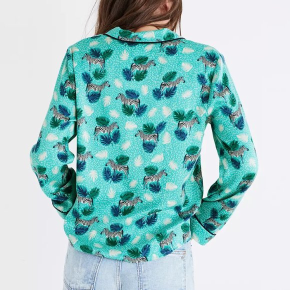 Madewell 100% Silk "Pajama Shirt" in Zebra Print - Picture 2 of 6